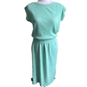 DUET Vintage 2 Piece Knit Skirt Set Mint Green Pastel US S/M